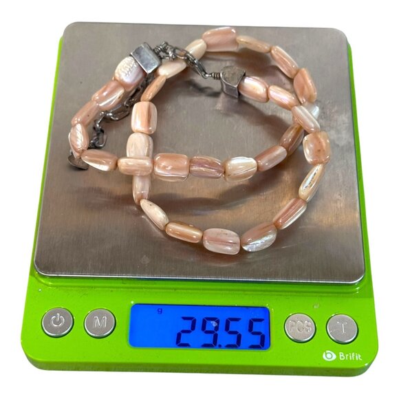 Sterling Silver Jay King 925 Necklace Mother of Pearl Pink Opal ? Shell Beads - Picture 8 of 9